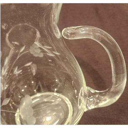 Princess House Heritage Etched Crystal Small Pitcher 6.75" Unattached Handle