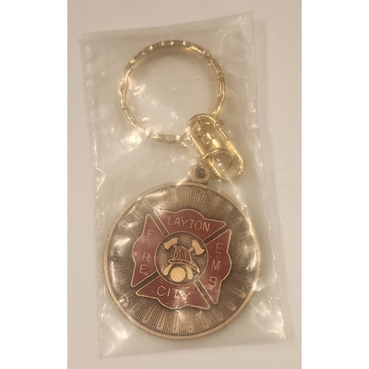 Vintage 1998 Layton City Fire EMS Headquarters Dedication Keychain Token NOS