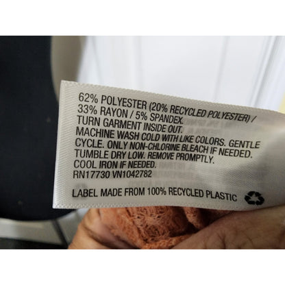 Women's Long Sleeve Turtleneck Cropped Shirt -Peach Orange -waffle material - XL