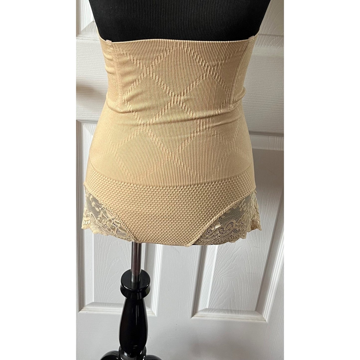 Tan High Waist Girdle with Lace front - t-back style - XXXL