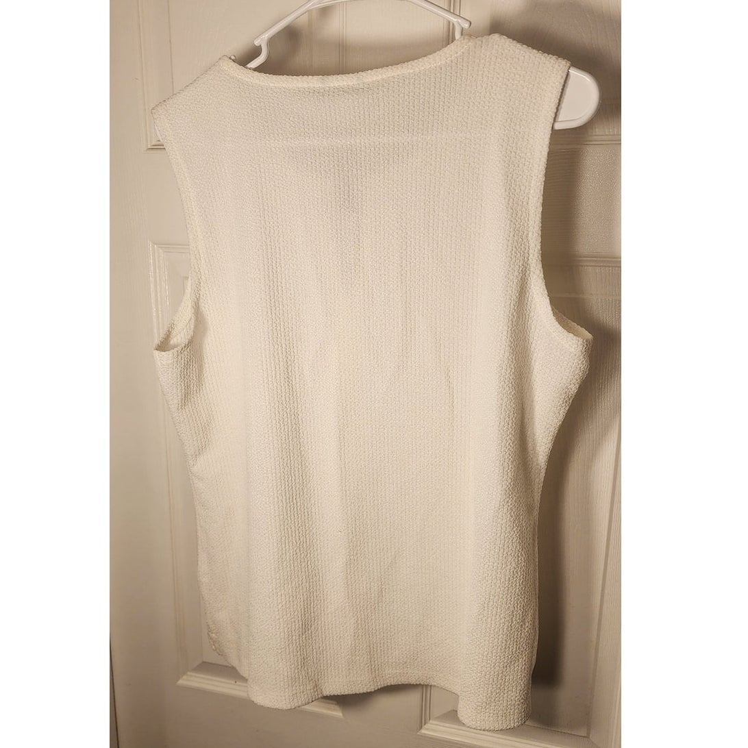 Calvin Klein Women Large White Ribbed Knit Sleeveless Top Shirt NWT