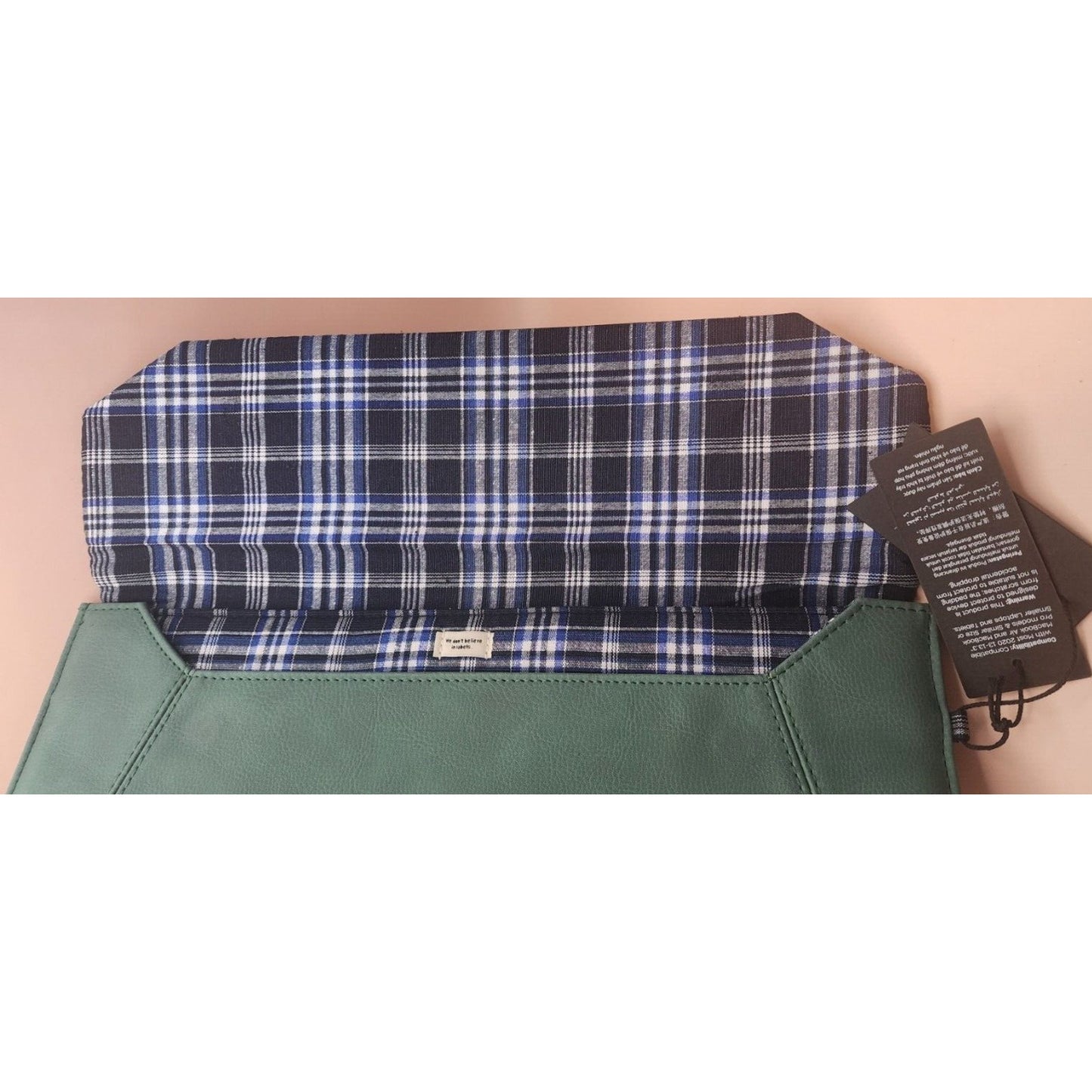 Green & Navy 13 in. Laptop Bag -TYPO -Magnetic Close, Vegan Friendly, Plush Int.