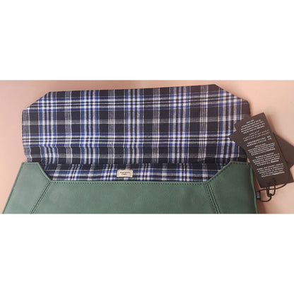 Green & Navy 13 in. Laptop Bag -TYPO -Magnetic Close, Vegan Friendly, Plush Int.
