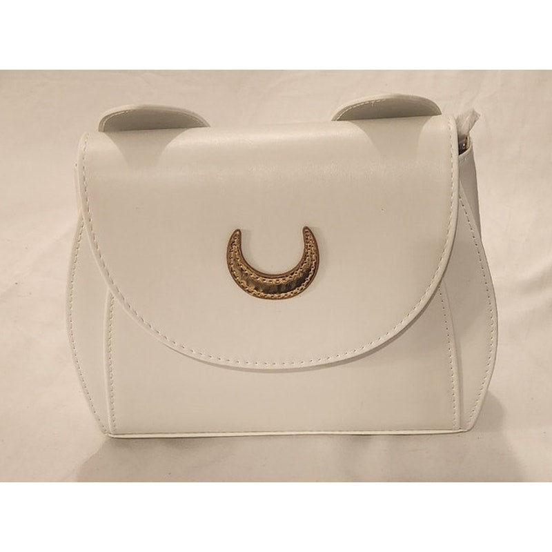 New White Cat Ear Mini Crossbody Handbag w/ Strap & Pockets