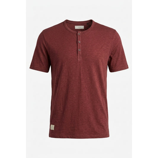 Five Four Henley Shirt 2XL Maroon Short Sleeve Casual Tee