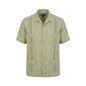 YAX‑IC Guayabera Shirt 46 Light Olive 4‑Pocket Embroidered Mexico
