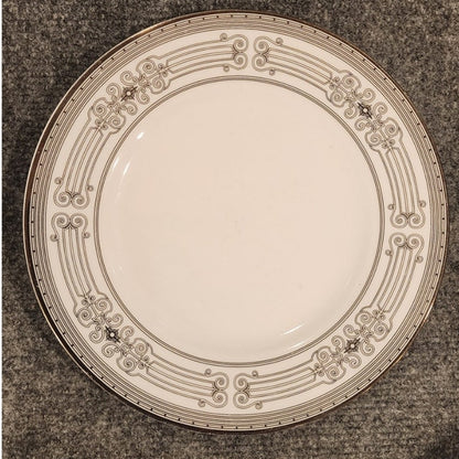 Set of 4 Colin Cowie Salad Plates Silver Trim White Pattern Good