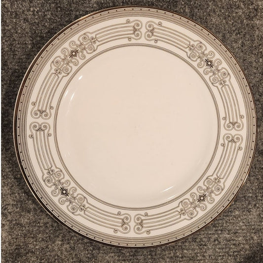 Set of 4 Colin Cowie Salad Plates Silver Trim White Pattern Good