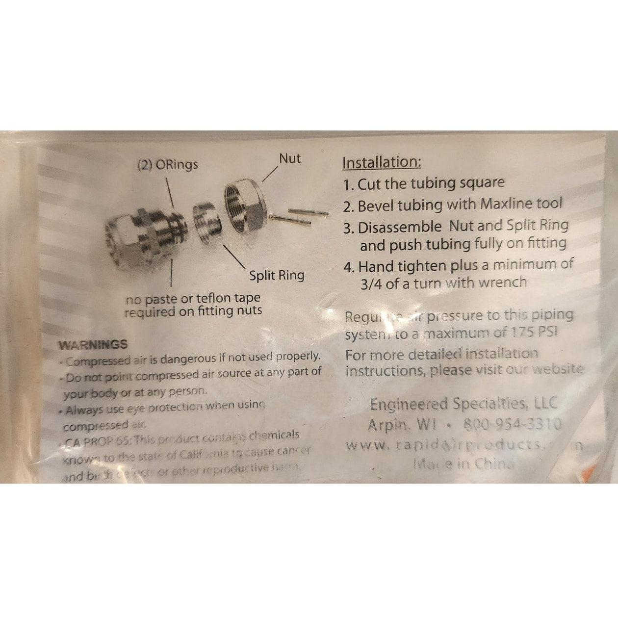 MaxLine 3/4" Equal Tee Fitting M8011 Compressed Air Piping Union 3-Way