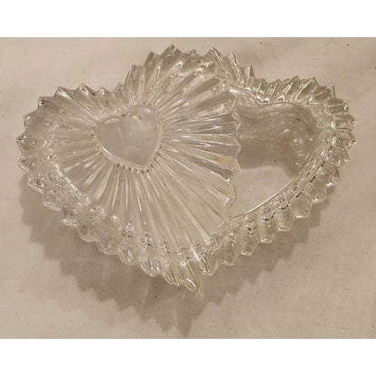 Mikasa Clear Glass Heart Dish – Vintage Pressed Glass - dual heart design