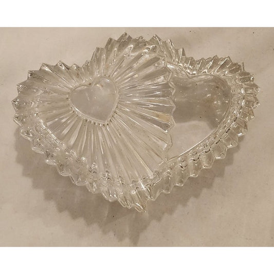Mikasa Clear Glass Heart Dish – Vintage Pressed Glass - dual heart design
