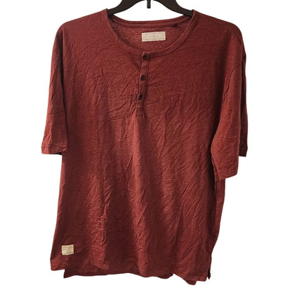 Five Four Henley Shirt 2XL Maroon Short Sleeve Casual Tee