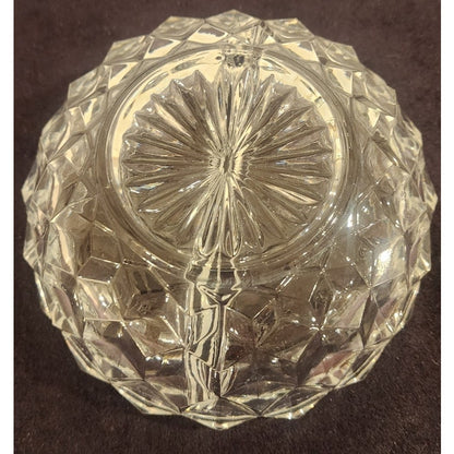 Vintage Crystal Divided Dish – 2 Section – Scalloped Rim & Starburst Base