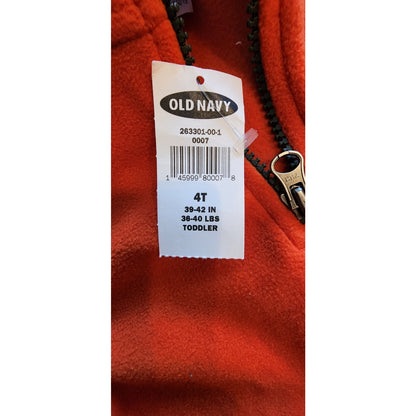 OLD NAVY Fleece Pullover Sweatshirt w/Zipper & Pockets -Orange -62, snowboard 4T