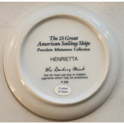 Danbury Mint Great American Sailing Ships Miniature Plate HENRIETTA Japan
