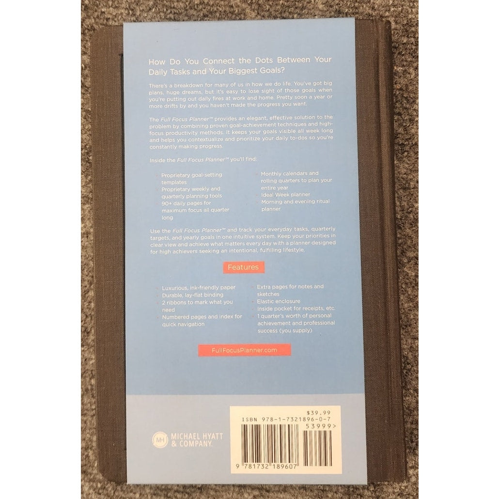 Full Focus Planner Michael Hyatt Plan Your Year Achieve Goals Gray Linen NWT