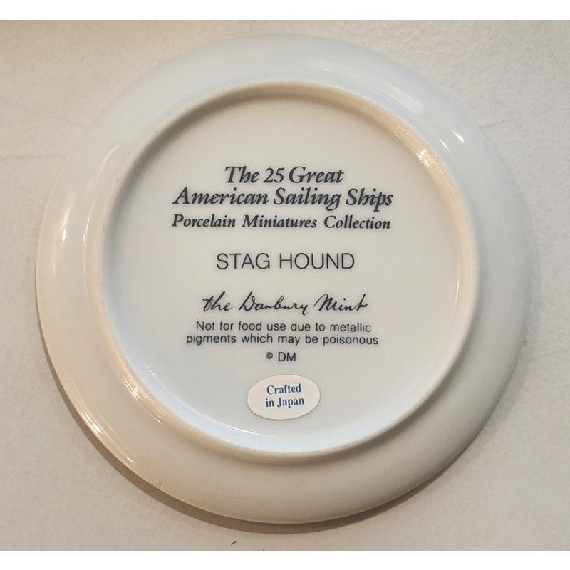 Danbury Mint Great American Sailing Ships Miniature Plate STAG HOUND Japan