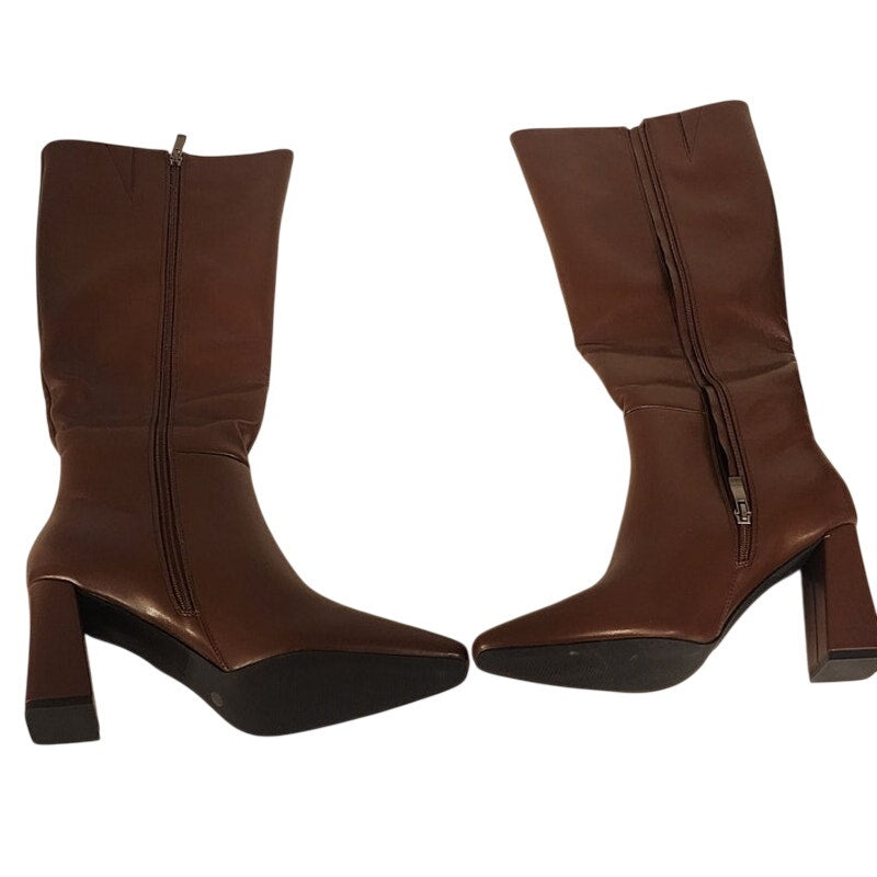 Meolee Chunky Heel Knee High Boots Brown Size 9 – New (No Box)
