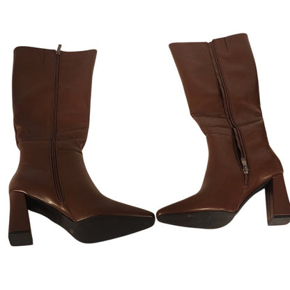 Meolee Chunky Heel Knee High Boots Brown Size 9 – New (No Box)