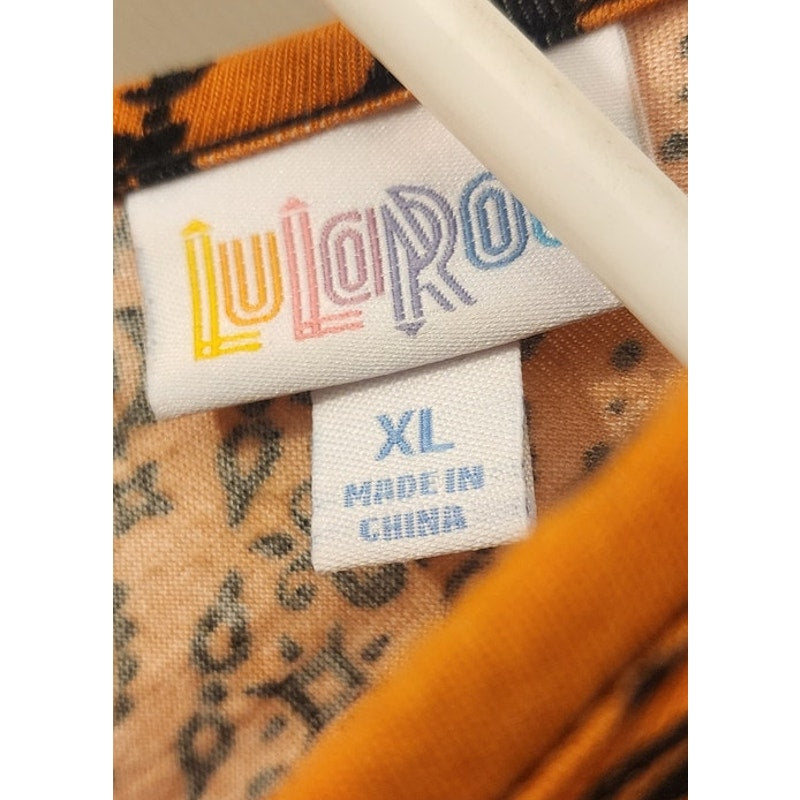 LuLaRoe Ana Maxi Dress XL Orange Black Animal Leopard Print Short Sleeve Knit