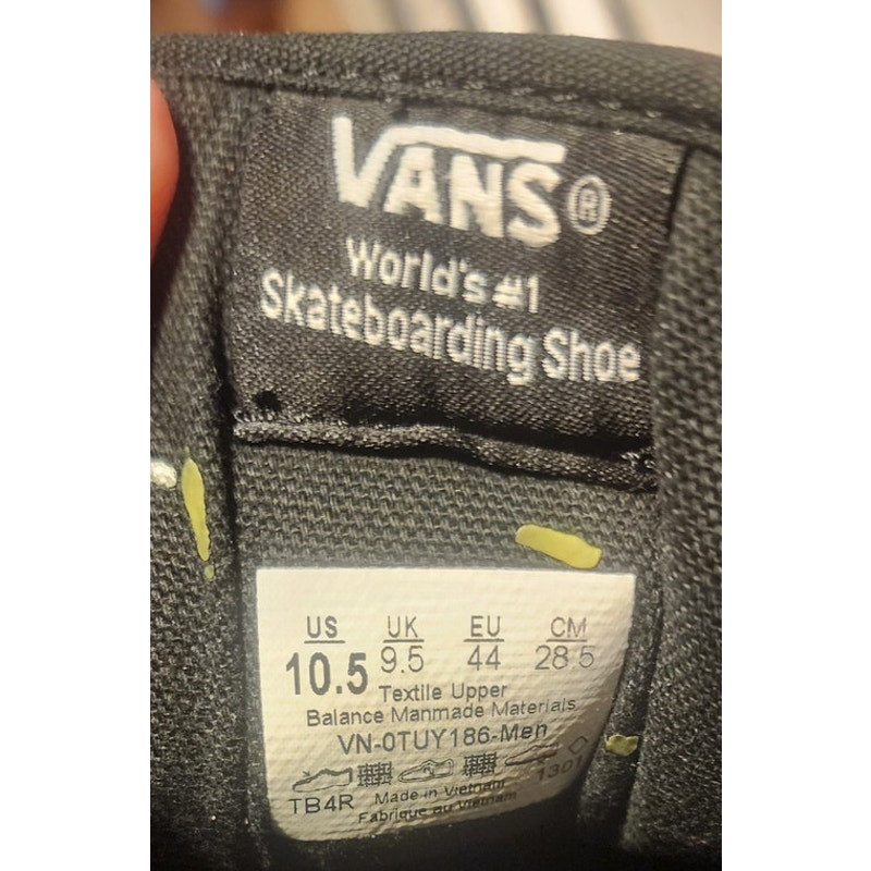 Vans World's No 1 Skateboarding Shoe Mens Size 10.5 Black Low Top Waffle Sole