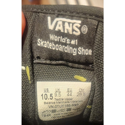 Vans World's No 1 Skateboarding Shoe Mens Size 10.5 Black Low Top Waffle Sole
