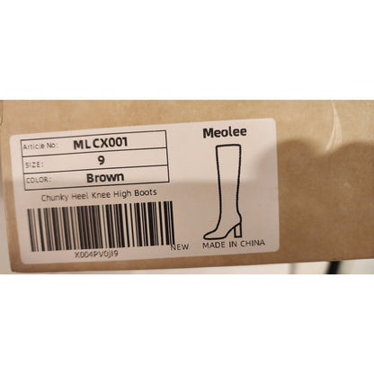 Meolee Chunky Heel Knee High Boots Brown Size 9 – New (No Box)