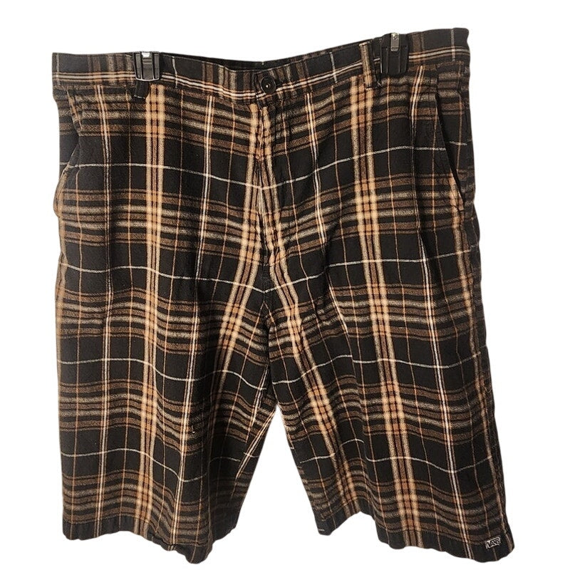 Vans Mens Plaid Shorts Size 36 Brown Tan Black Off The Wall Skater Walk Shorts