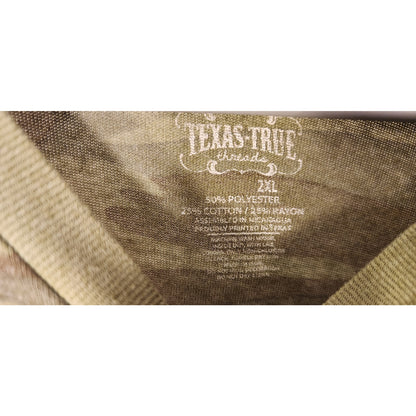 Texas True Threads 2XL Camo Short Sleeve Gold Flag Graphic Top