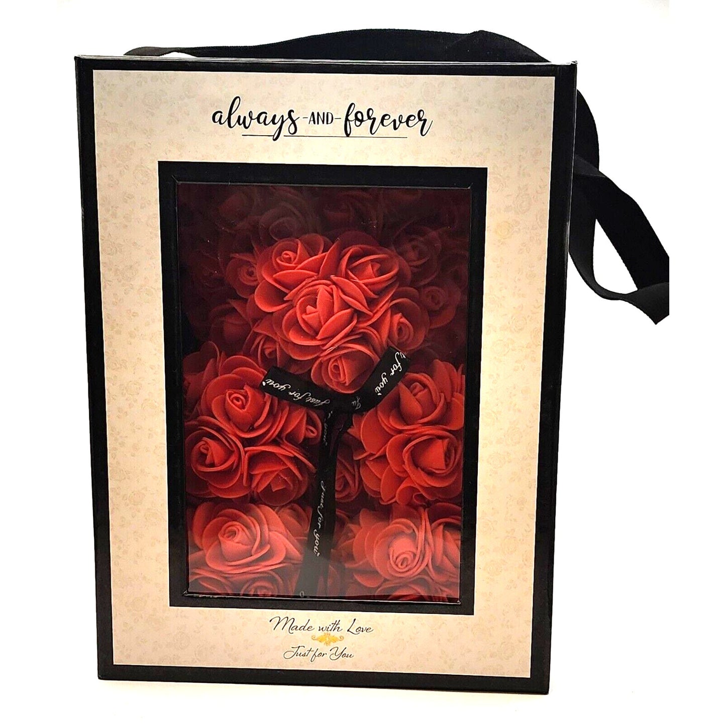 Always -and- Forever Flower Bear - Red - Valentine, Birthday & Anniversary Gift