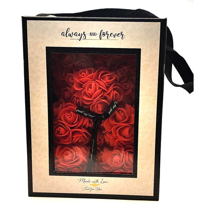 Always -and- Forever Flower Bear - Red - Valentine, Birthday & Anniversary Gift