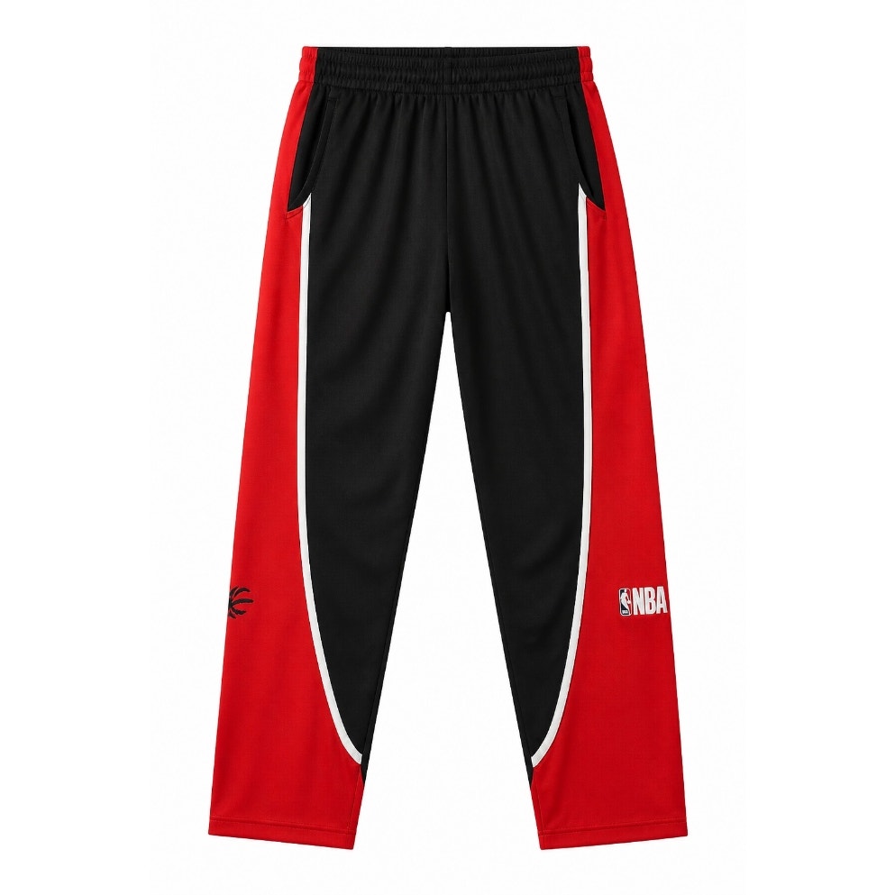 NBA Elevation Warm Up Pants Men’s Large Black Red Colorblock Athletic Joggers