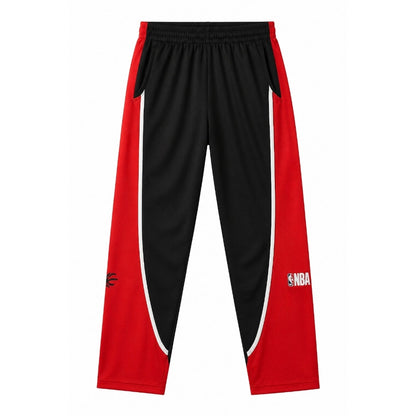 NBA Elevation Warm Up Pants Men’s Large Black Red Colorblock Athletic Joggers