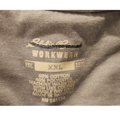 Eddie Bauer Workwear Mens XXL Long Sleeve Pocket T-Shirt Gray US Flag Graphic