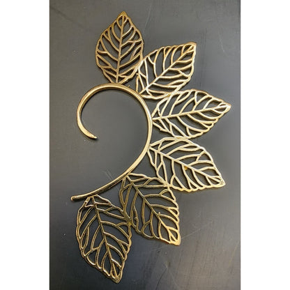 Leaf Ear Cuffs -Brass, Gold Plated - Wrap Ear Cuffs - 2 total