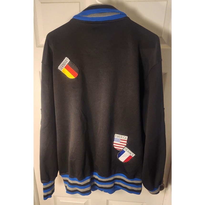Celebrity by Design Soccer Track Jacket Men's Large Patchwork Varsity Zip Up