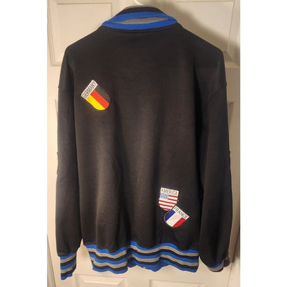 Celebrity by Design Soccer Track Jacket Men's Large Patchwork Varsity Zip Up