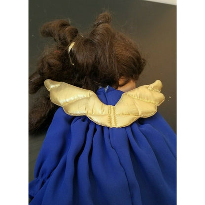 PORCELAIN COLLECTIBLE Angel Doll. Brunette, Blue eyes, dressed in Royal w/gold