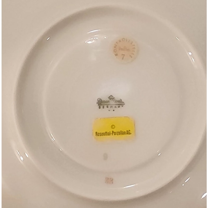 Rosenthal Selb‑Bavaria Aida White Velvet 4‑Piece Setting, Salad Bread Saucer Cup