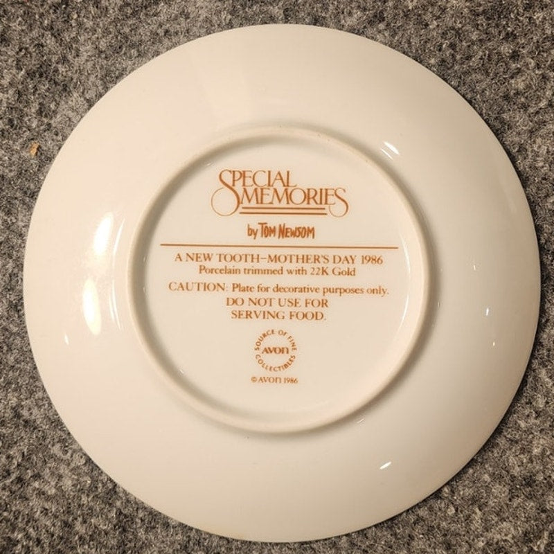 Vintage 1986 Avon Mothers Day Plate A New Tooth 5 Inch Porcelain Boxed COA