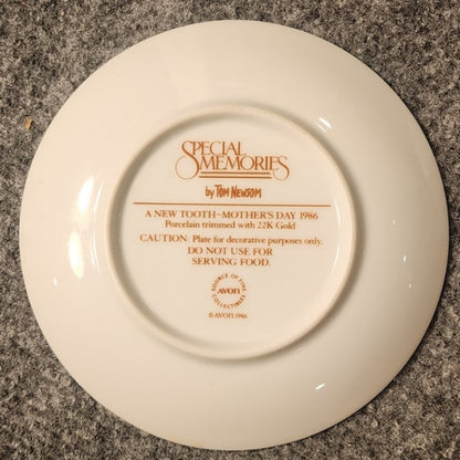 Vintage 1986 Avon Mothers Day Plate A New Tooth 5 Inch Porcelain Boxed COA