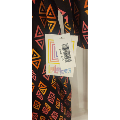 LuLaRoe - XXS - IRMA - Triangular Shapes, Orange, Yellow, Pink, Black - NWT