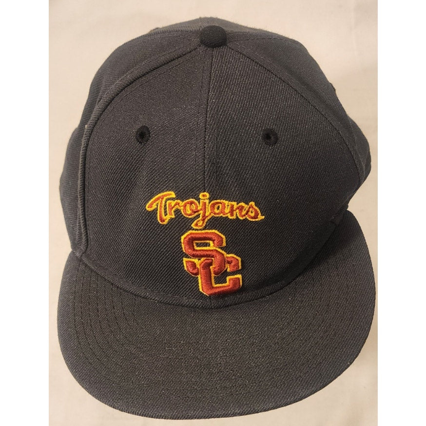Nike True USC Trojans Fitted Hat Size 8 Black Red Gold Cap