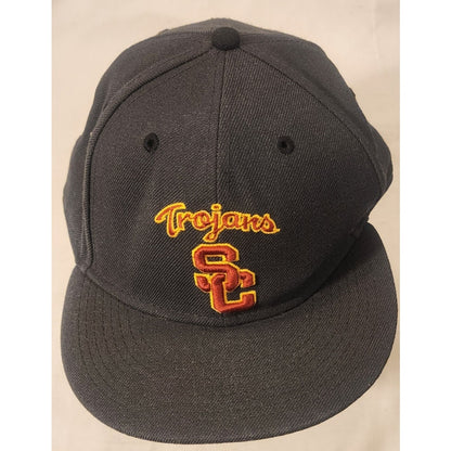 Nike True USC Trojans Fitted Hat Size 8 Black Red Gold Cap