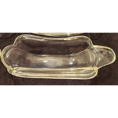 Vintage Clear Glass Banana Split Dishes Set of 6 – Ribbed Oval Dessert Bowls