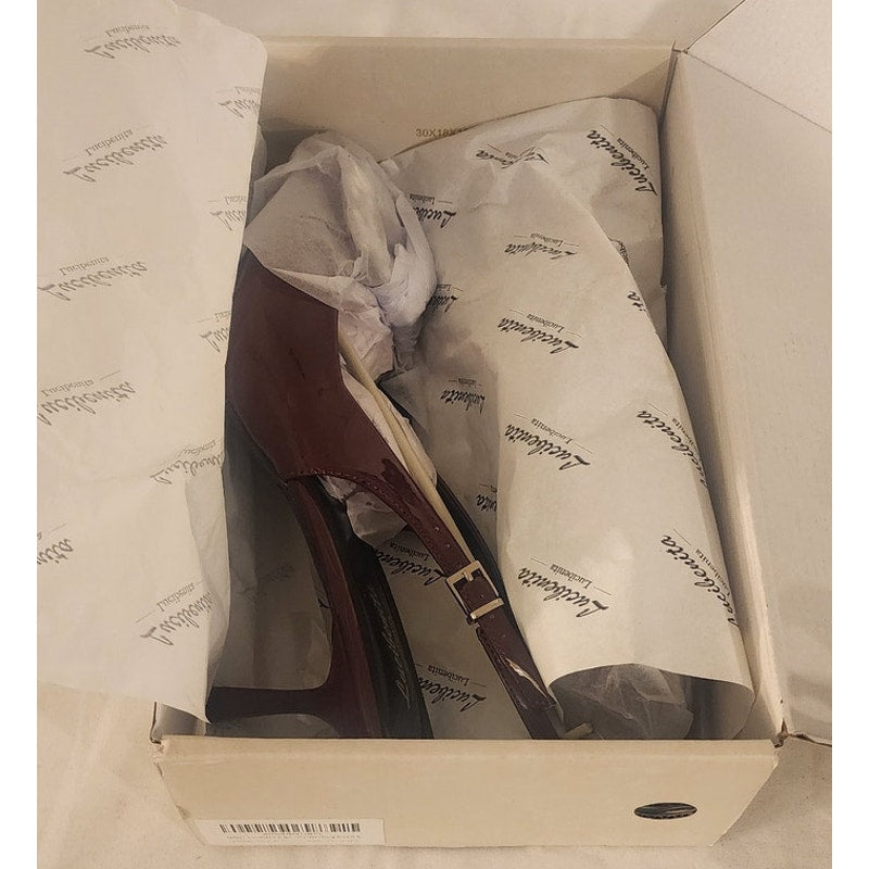 Lucibenita Burgundy Jeweled Slingback Heels Size 9.5 Dress Shoes NWT Boxed
