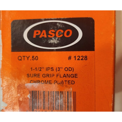 Box of 50 - PASCO - #1228 - 1.5" IPS (3" OD) - Sure Grip Flange - Chrome Plated