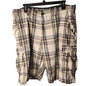 Arizona Jean Co Mens Size 38 Plaid Cargo Shorts Brown Tan Cream Plaid