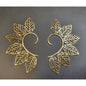 Leaf Ear Cuffs -Brass, Gold Plated - Wrap Ear Cuffs - 2 total