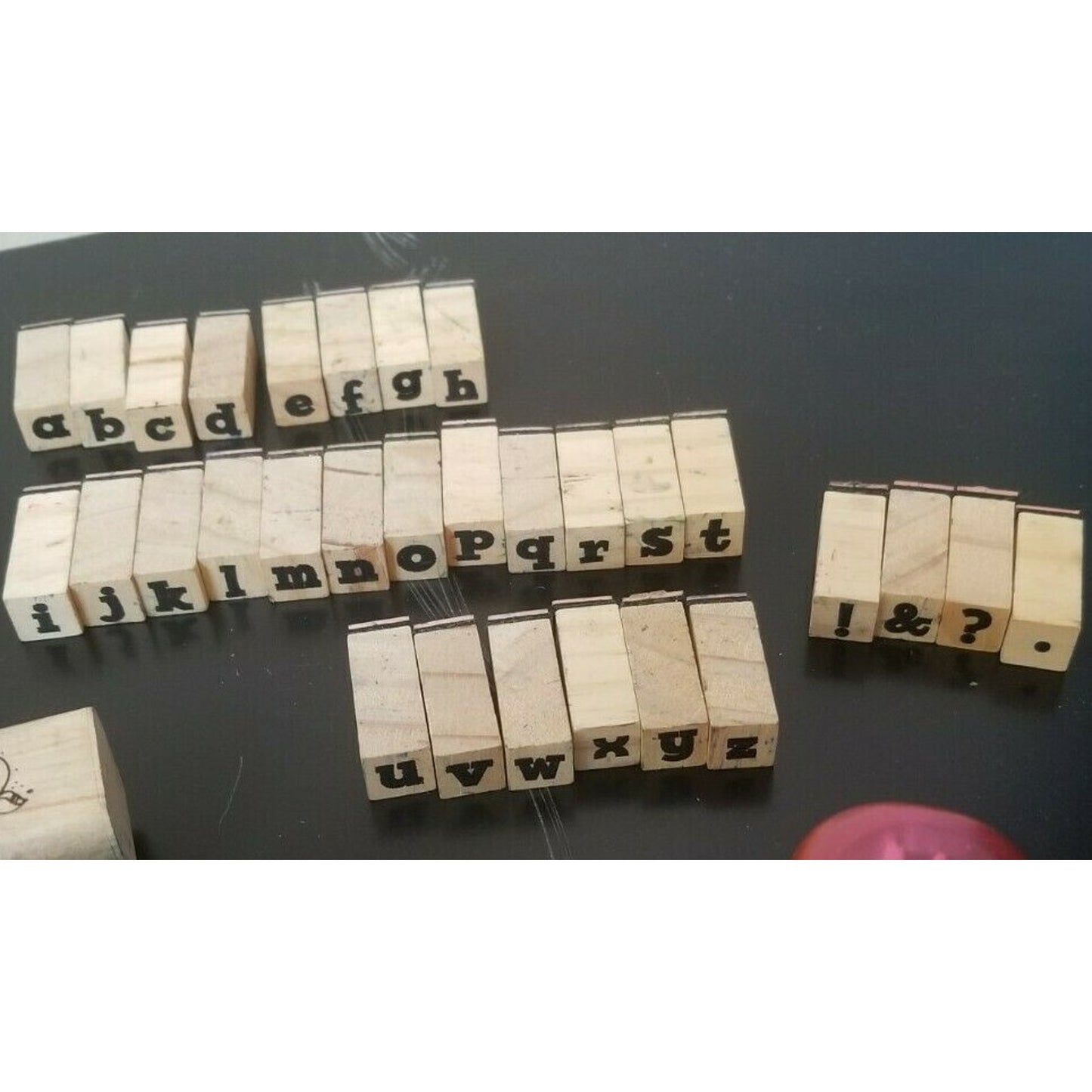Rubber Stamp Lot,1 full alphabet, many other stamps. large, med, small - Ink too